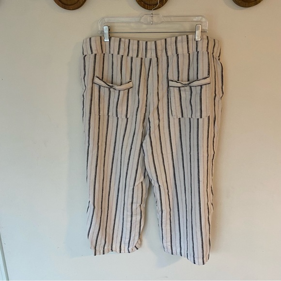 Denim & co naturals striped linen blend cropped pants size XL - Picture 8 of 10